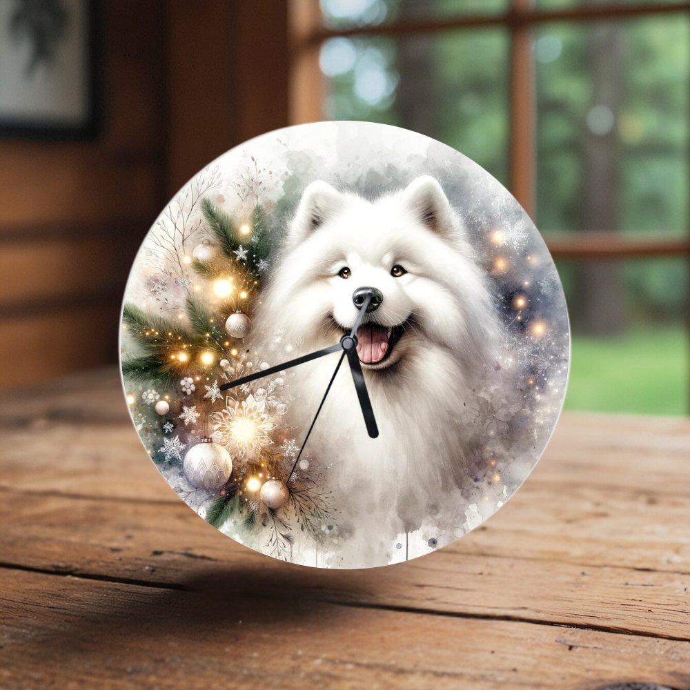 Hodiny - Vianočný Samojed 3