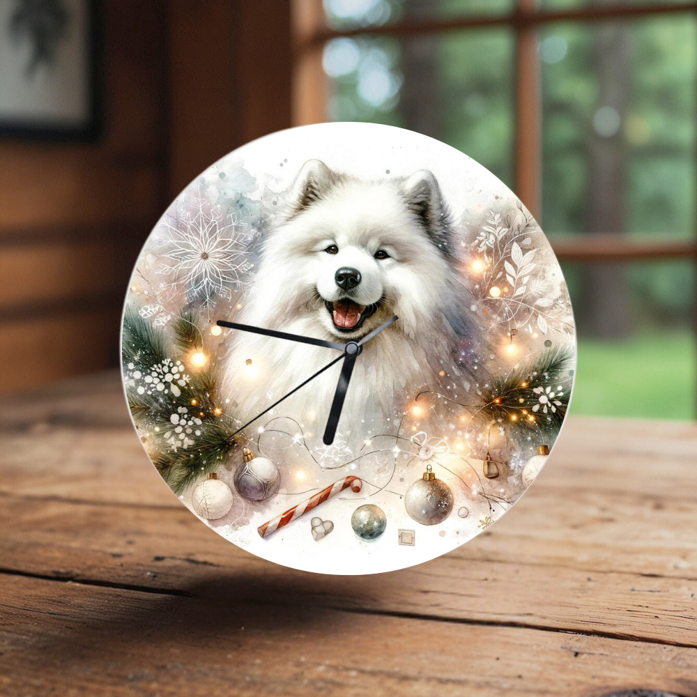 Hodiny - Vianočný Samojed 1