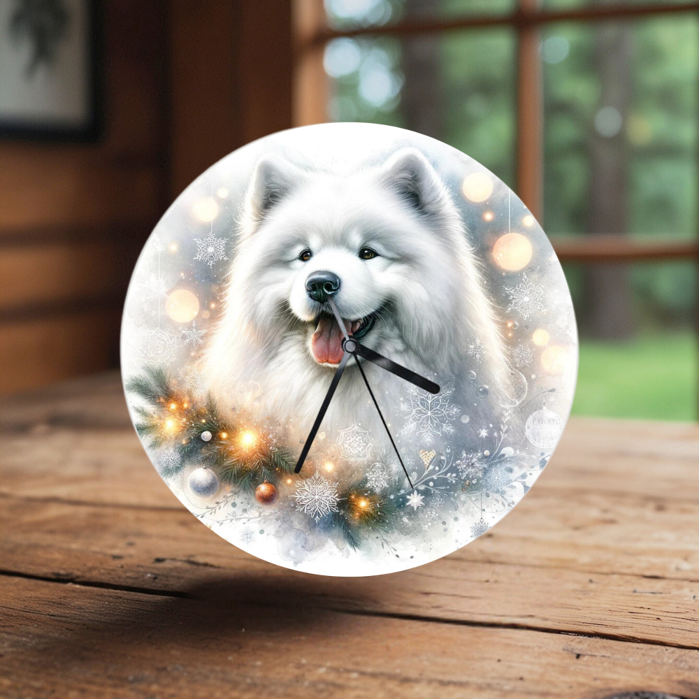 Hodiny - Vianočný Samojed 5