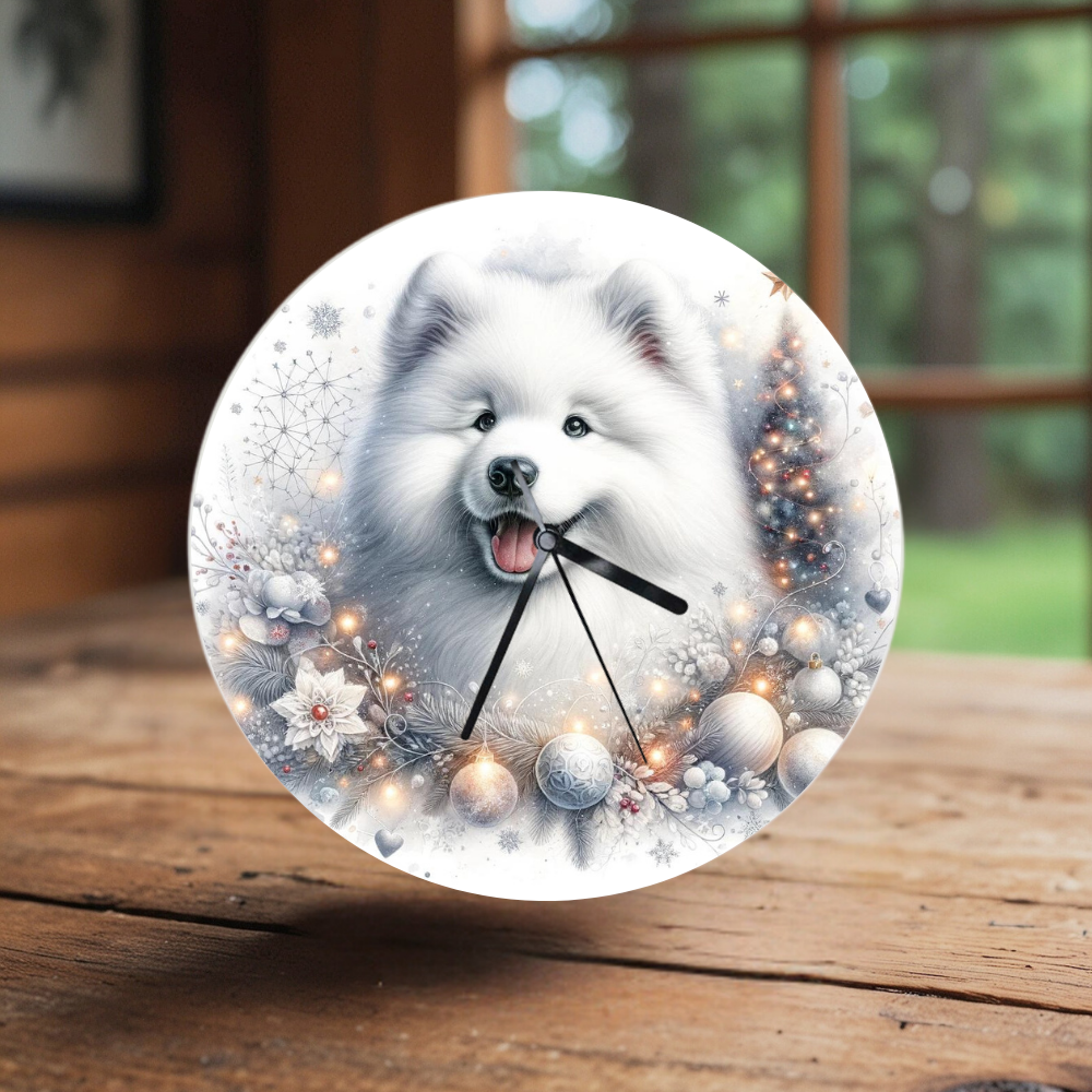 Hodiny - Vianočný Samojed 4