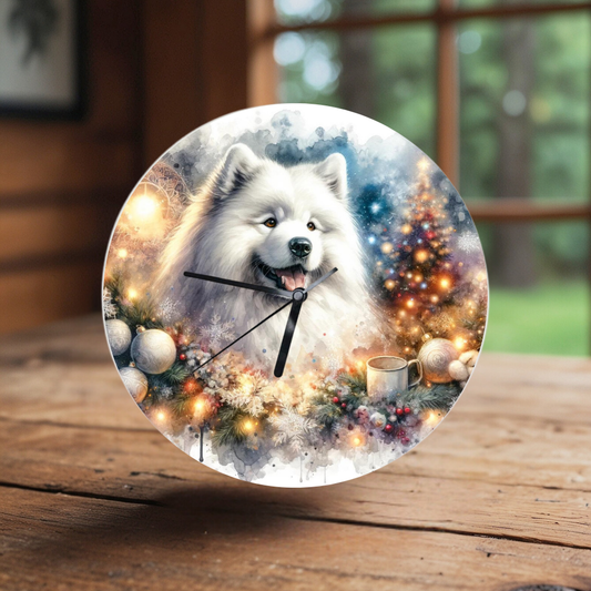Hodiny - Vianočný Samojed 2